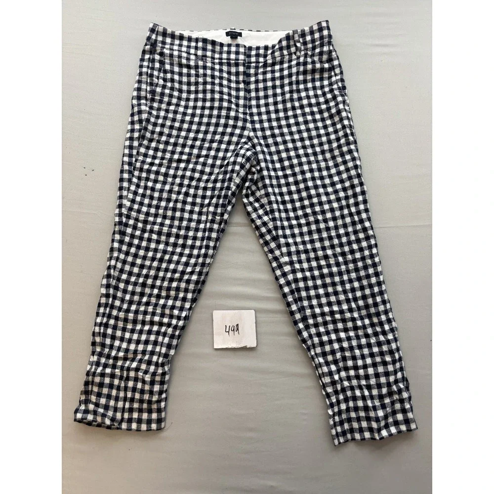 J.Crew Womens Black White Gingham Cropped Ankle Pants Trousers Size 8